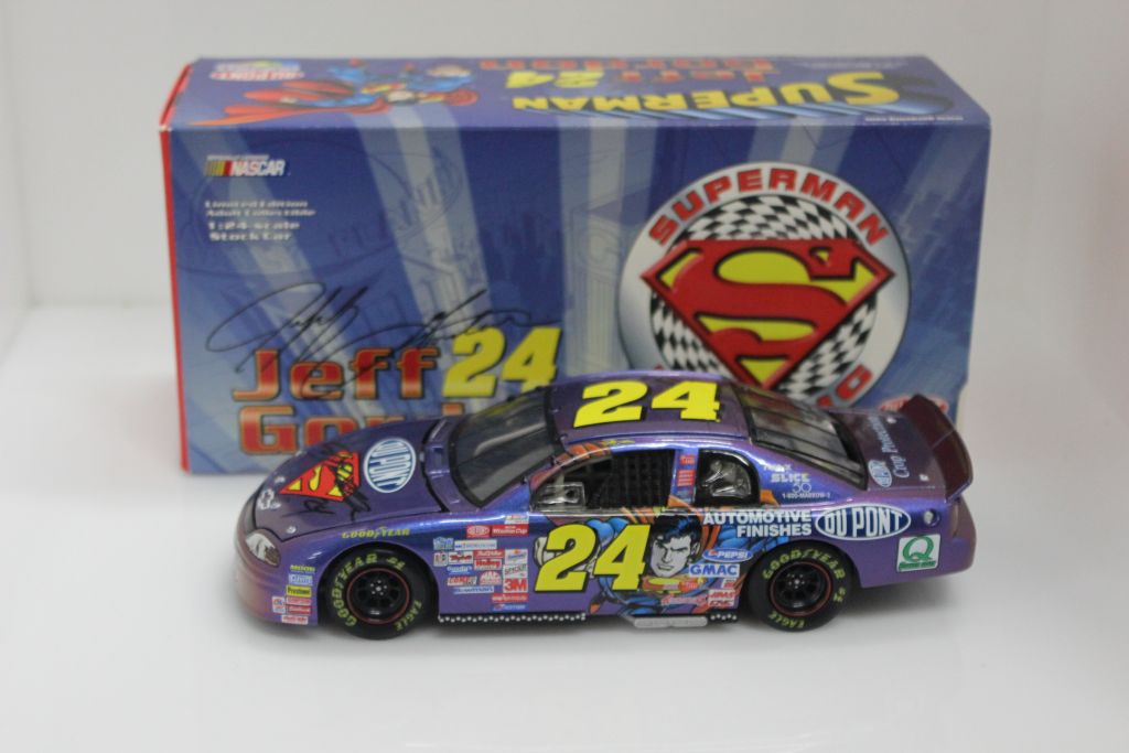 Jeff Gordon Autographed 1997 Superman / Dupont 124 Bank Nascar Diecast