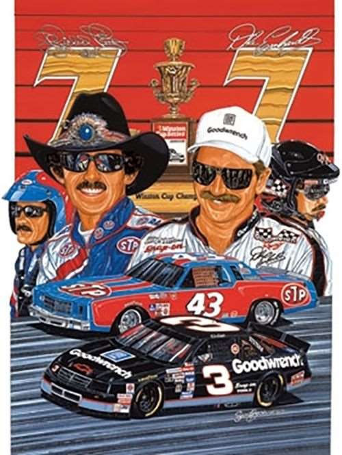 Richard Petty And Dale Earnhardt Sr. "7 & 7" Sam Bass Poster ( ) | WWW ...